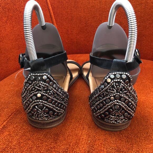 Aetrex Womens Brenda Sandals size 7 ES600W Black Tan Beaded Flat Adjustable - Picture 5 of 11
